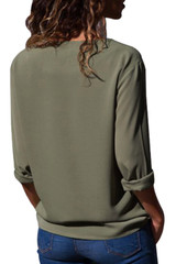 Turndown Collar Asymmetric Button Down Blouses