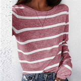 Spring Striped Print Patchwork Blouse Shirts