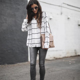 Long Sleeve Plaid Loose Shirt