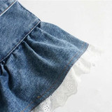 Patchwork Ruffled Denim Blouses