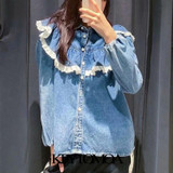 Patchwork Ruffled Denim Blouses