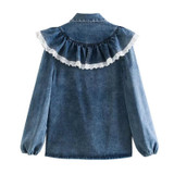 Patchwork Ruffled Denim Blouses