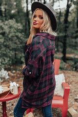Women Loose Fit Boyfriend Style Plaid Shirt