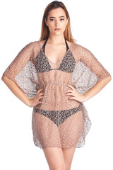 Women's Crochet Short Sleeve Swimwear Cover-up Beach