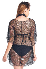 Women's Crochet Short Sleeve Swimwear Cover-up Beach