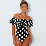 Polka Dot Ruffle Off Shoulder Swimsuit Polka Dot Ruffle Off Shoulder Swimsuit