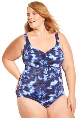 Print  Tie Front One Piece Swimsuit