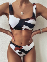 Sexy Cow Print Bikini Set Women Cut Out Push Up Swimsuit