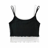 Women Patchwork Sexy Bodycon Crop Tops