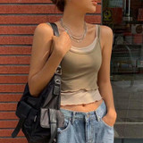 Women Patchwork Sexy Bodycon Crop Tops