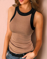 Sexy Sleeveless Vest Shirts Solid Tank Pullover Tops