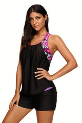 Floral T-back Tankini Top