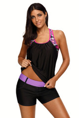 Floral T-back Tankini Top