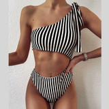 Striped High Waist Swimwear