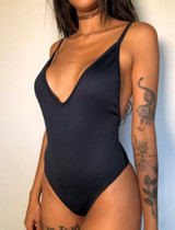 Deep V Neck Cheeky One Piece Swimsuit