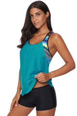 Print Insert Racerback Short Sport Tankini Set