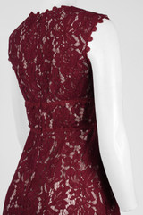 V-Neck Zipper Back Floral Lace Dress