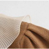 Winter Bow tie Lace Ruffle Collar Knit Sweater