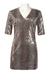 V-Neckline Sequin Shift Dress