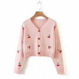 Embroidered Cropped Cardigans Knitted Sweaters