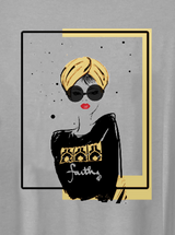 Gray Women's "Turban Girl" Long Tunic Tee