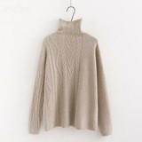 Elegant High Neck Twist Knit Warm Sweater