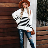 Striped Loose Pullover Sweater Striped Loose Pullover Sweater