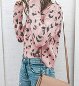 Leopard Printed Long Sleeve Knitwear Pullover