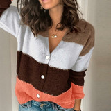 Patchwork Knitted Sweaters Lady Cardigan