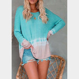 Off Shoulder Long Sleeve Tie-dye Printed Sweater