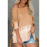 Off Shoulder Long Sleeve Tie-dye Printed Sweater