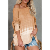 Off Shoulder Long Sleeve Tie-dye Printed Sweater
