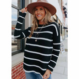 Long Sleeve Striped Knitted Pullover Sweater Long Sleeve Striped Knitted Pullover Sweater