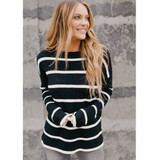 Long Sleeve Striped Knitted Pullover Sweater Long Sleeve Striped Knitted Pullover Sweater