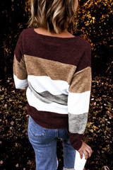 Round Neck Color block Knitting Sweater