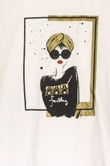 White Graphic "Turban Girl" Women's Tee