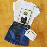 White Graphic "Turban Girl" Women's Tee