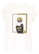 White Graphic "Turban Girl" Women's Tee