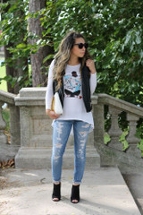 White Women's "Map Girl" Long Tunic Tee
