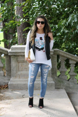 White Women's "Map Girl" Long Tunic Tee