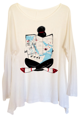 White Women's "Map Girl" Long Tunic Tee