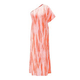 One-shoulder Floral Printed Long Split Maxi Dress