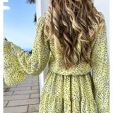 Floral Print Elegant Flare Long Sleeve Boho Dress