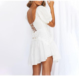 Women Lace Up Back Sexy Mini Party Dress