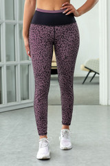 Leopard Print Wide Waistband Active Leggings