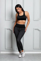 Leopard Print Wide Waistband Active Leggings