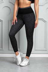 Leopard Print Wide Waistband Active Leggings