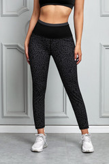 Leopard Print Wide Waistband Active Leggings