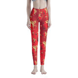 Shiny Dark Red Women's Leggings