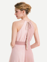 Two Tone Dip Hem Chiffon Dress With Weave Strap